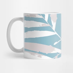 Geometric palm leaves pale blue on white , leaves, tropical , fall,  TeePublic Mug